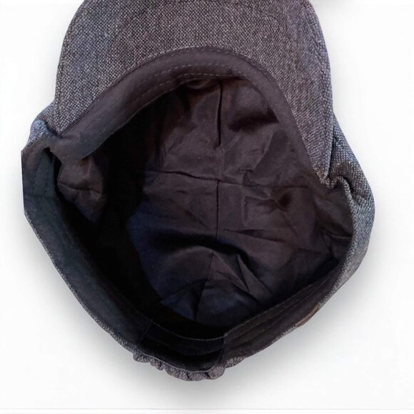 Dark Gray Grain Tweed Flat Cap Newsboy Hat - NEW - Picture 2 of 2